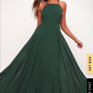 Lulu’s Mythical Kind of Love Dark Green Maxi Dress